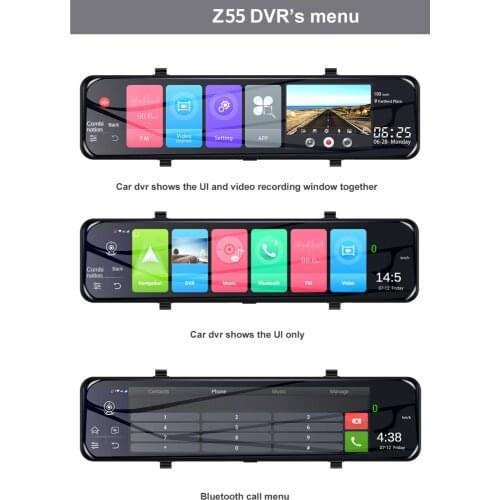 12" RAM 2G/ROM 32G 1080P Dual Lens 4G Mirror DVR Android 8.1 Dash Cam ADAS GPS Navigation Auto Car Camera Recorder