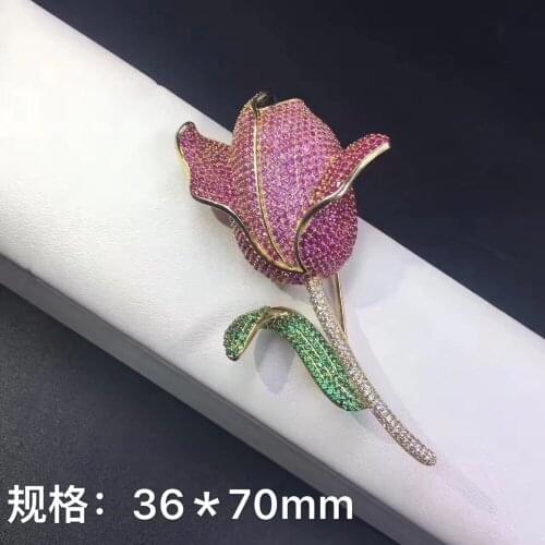 925 sterling silver with cubic zircon flower brooch pins fine jewelry for women high quality free shipping tulip brooch