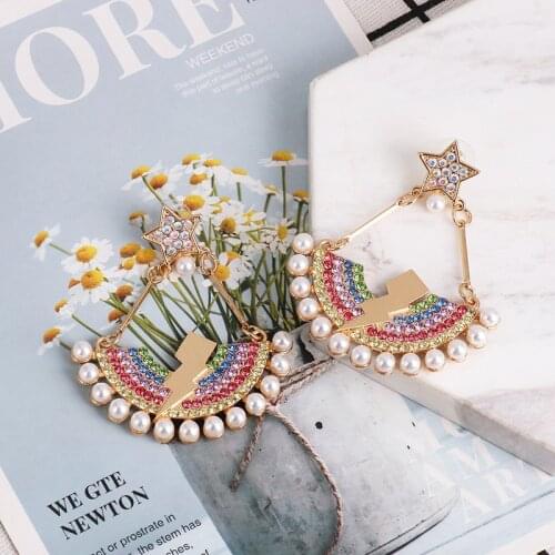 JURAN Wedding Earrings For Women Elegant Imitation Pearls Multicolored Crystal Drop Earrings For Women Jewelry Gifts Accessories