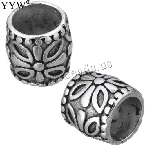 10pcs/Lot Stainless Steel Big Hole Beads 9mm Column Diy Handicraft Accessories Findings Loose Spacer Beads For Jewelry Making