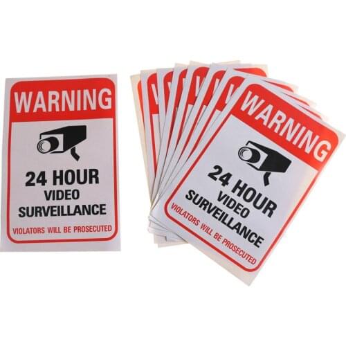 10pcs/lot Waterproof Sunscreen PVC Home Video Surveillance Security Camera Alarm Sticker Warning Decal Signs