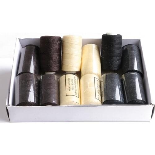 100m -110m per roll,12 rolls one box) 12 Rolls Black Hair Weaving Thread Cotton Sewing Line Thread With 1pc 6cm C Curved Needle