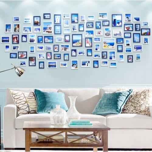 108 Pieces/set European Series Photo Frame Creative Family Living Room Large Simple Modern City Mediterranean Photo Wall Home Q