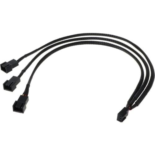 12V 30CM 3Pin Fan PWM 1 to 3 Way Power Supply Extension Cable Y Splitter Port Multiplier PC Computer Cooling 22AWG Wire Accessor