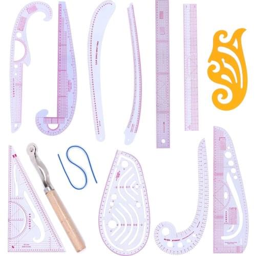13pcs/set French Curve Sewing Set Sewing Ruler Multi-functional Sewing Tools Cutting Ruler Clothing Sample Metric Yardstick