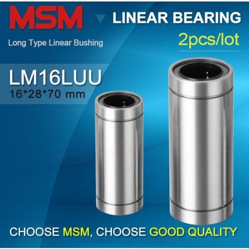 2pcs LM16LUU Long Type Linear Bearing Double Wide SM16GWUU/LMUW16 Tandem Sliding Motion Bushing 16mm Shaft Guide (dr16 D28 L70)