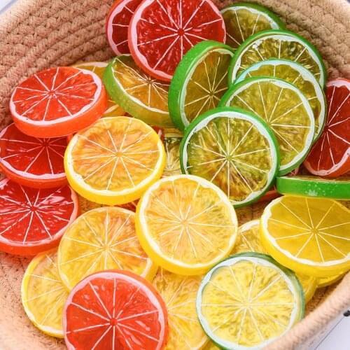50pcs New Artificial Plastic Lemon Photo Props Slices Lifelike Decorative Fake Fruit New Post Gifts Decorative For Party Kitchen
