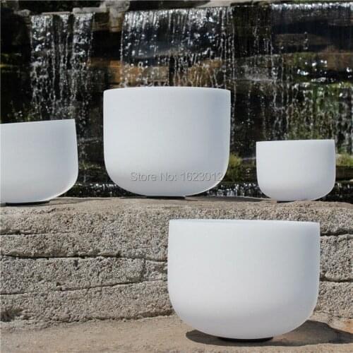 8"D Note Frosted Quartz Crystal Singing Bowls 432hz