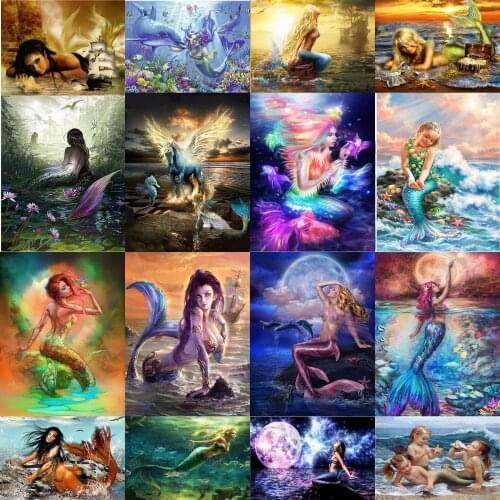 DIY 5D Diamond Painting Scenery Mermaid Diamond Embroidery Full Drill Mosaic Art Painting Home Decor Gift Cross Stitch Kits