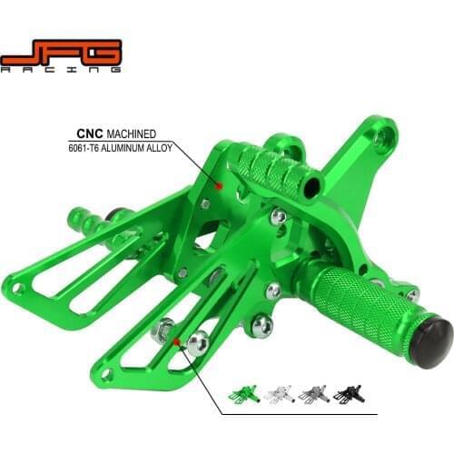 Motorcycle Aluminum CNC Adjustable Footpegs Foot Pegs Pedals Rest Rearset For KAWASAKI Ninja250R EX250K Ninja 250R 2008-2012
