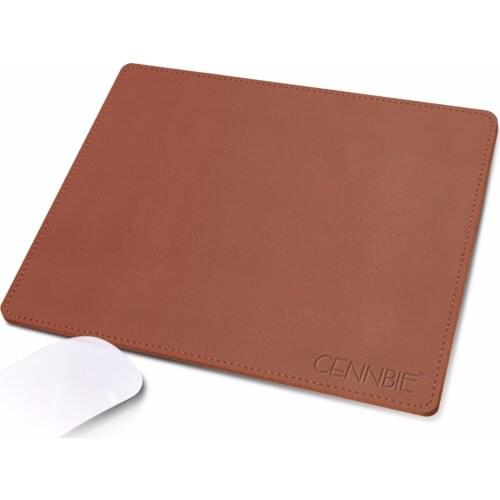 CENNBIE PU Leather Mouse Pad Water Proof Non-slip Base with Elegant Stitched Edges 10"x8" -BROWN