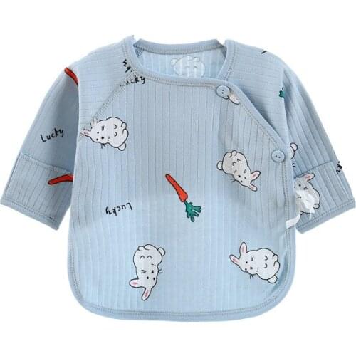 Four Seasons Newborn Pure Cotton Half Back Factory Direct Sales Baby Boy Baby Girl Side Opening Button Lace-up Top Factory Direc