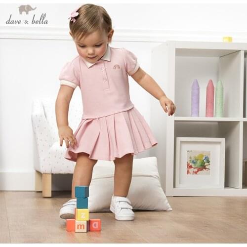 DB13088 dave bella summer baby girls princess cartoon draped dress children fashion party dress kids infant lolita clothes