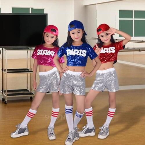 Kids Dresses for Girls Jazz Sequin Costume Dance Costumes Hiphop Tutu Dress Holographic Stage Performance Clothing Festival Girl