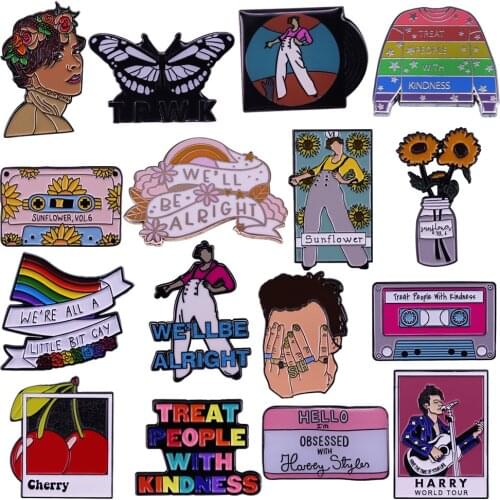 DZ1531 Rainbow LGBT Jewelry Sunflower Enamel Pins for backpacks Collar Lapel Pins and Brooches Bags Badge Fans Gifts