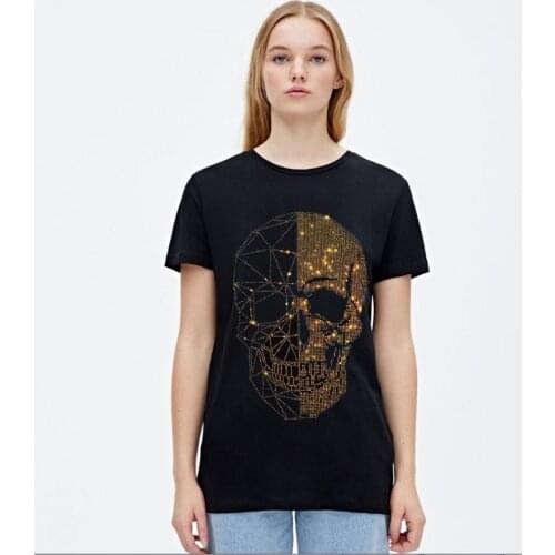 Girl tshirt woman T shirt Diamonds female o neck cotton short sleeve