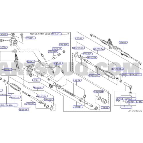 Power Steering Rack And Pinion ForNissan Xtrail t30 490018H305