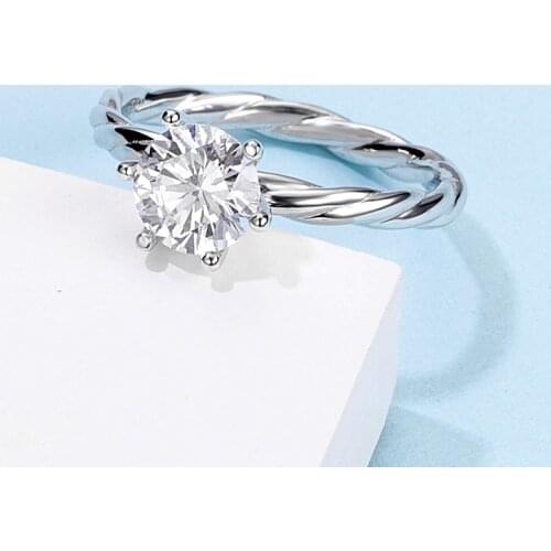 Romantic 925 silver ring cane vine Design Moissanite ring Engagement Anniversary Ring 1ct round excellent cut