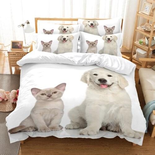 3D Printed Bedding Set Animal Dog Cat Bedclothes Colorful Vivid Bed Set Designer Bedding Set Cute Bed Set Twin Full Queen King