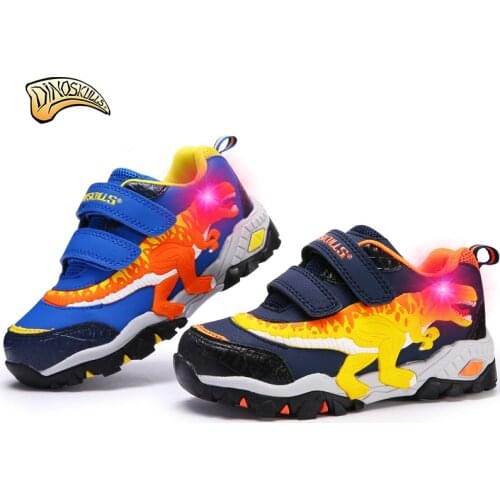 Dinoskulls Toddler Boy Led Shoes Toddler Boy Sneakers Kids Light Up Led Dinosaur Shoes Running Sports Shoes for Children 27-34