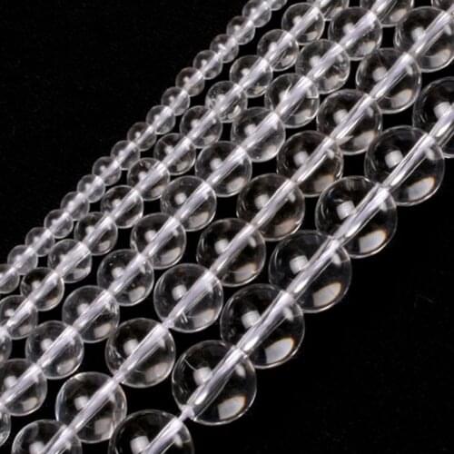 Gem-inside 4-20mm Natural Crystal Beads Round White Rock Quartz Beads For Jewelry Making Beads 15'' DIY Beads For Women Trinket