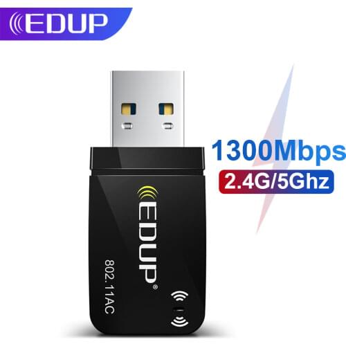 EDUP 1300Mbps Mini USB3.0 Wifi Adapter Wifi Network Card Dual Band 5.8G/2.4GHz Wireless AC USB Adapter for PC Desktop Laptop