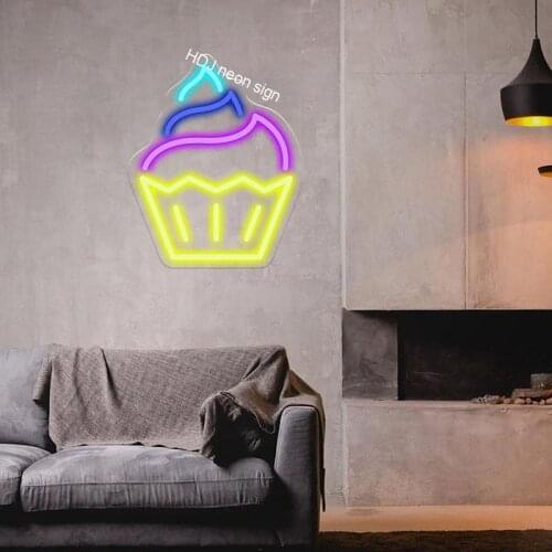 Ice Cream Logo LED Neon Sign Flex Acrylic Planet Wall for Home Decoration Bedroom Bar Party Decor Customize Neon Lights