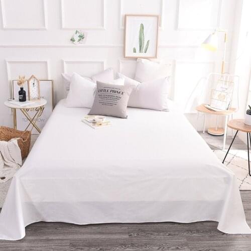 100% Cotton Pure Color Flat Sheet Bedding Set Bed Linens Fitted Sheet Queen/ King Size Gray Black White Bed Set40