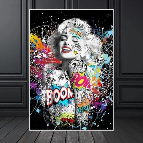 Wall Canvas Art Poster and Print Abstract Portrait Modern Graffiti Painting on Canvas Picture for Living Room Cuadros Home Decor