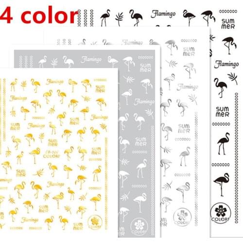 Newest CB-106 summer flamingo design 3D nail sticker back adhesive rhinestones DIY decoration tools for nail decal accessory