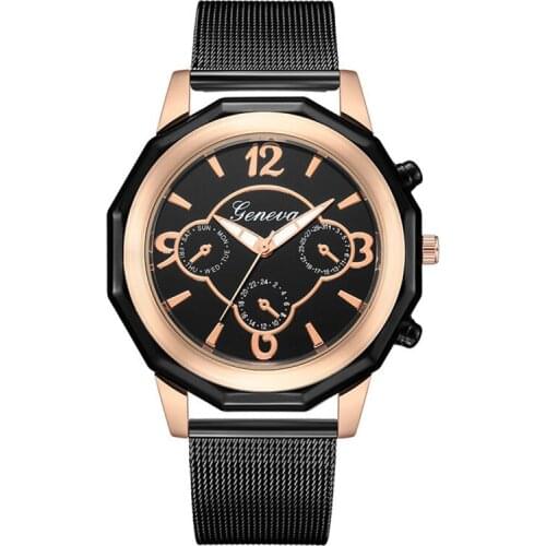 2020 New Casual Analog Quartz Watches Mesh Stainless Steel Wristwatch Ladies Clock Creative Rhombus Women Gift Relogio Feminino