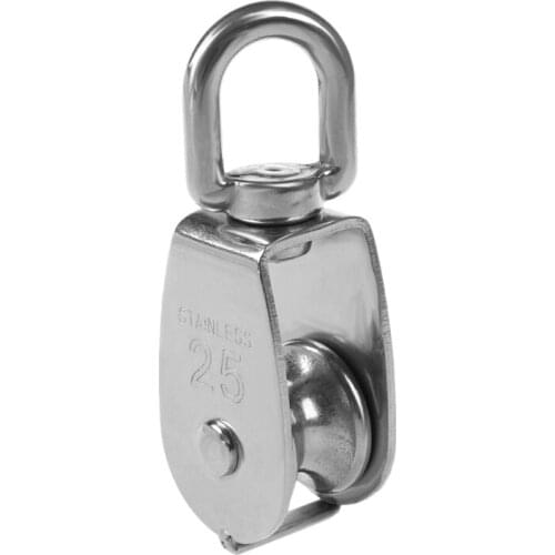 New 25mm Rotatable Stainless Steel Wire Rope Single sheave pulley scooter