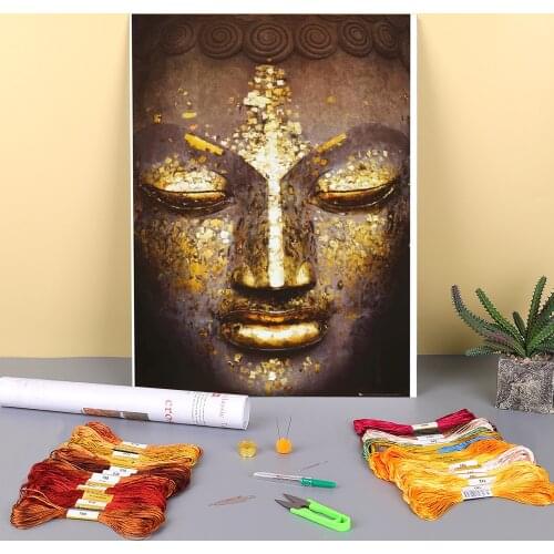 Region Buddha Printed Canvas 11CT Cross-Stitch Embroidery Set DMC Threads Craft Needlework Handicraft Sewing Floss Decor