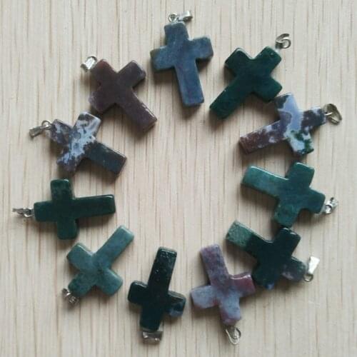 Wholesale 50pcs/lot fashion bestselling Natural stone cross charms pendants for Necklaces jewelry making free shipping