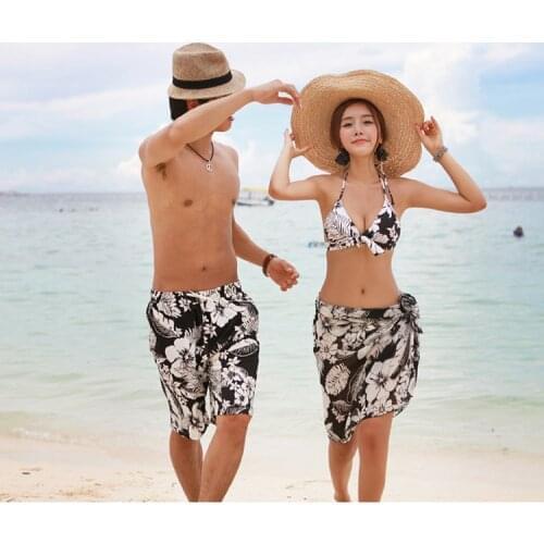 Couples board shorts swimming trunks lovers swimsuit beach surf woman beach short pants board shorts leisure swimwear Summer