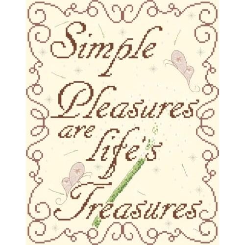 Simple pleasure cross stitch package word 18ct 14ct light yellow cloth cotton thread embroidery DIY handmade needlework