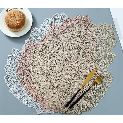 Hollow PVC Heat Proof Mat Creative Leaf Placemat Home Desktop Scald Preventing Met Dining Table silicone placemat silicone mat