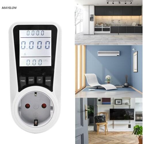 EU Plug AC Power Meters 230v Digital Voltage Wattmeter Power Consumption Watt Energy Meter Electricity Analyzer Monitor