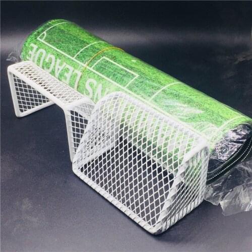 Soccerwe Handmade 2D Mini Goal Field 60*30 cm 2 Small Goals for 6.5cm Soccer Dolls Office Decoration Soccer Fans Collections