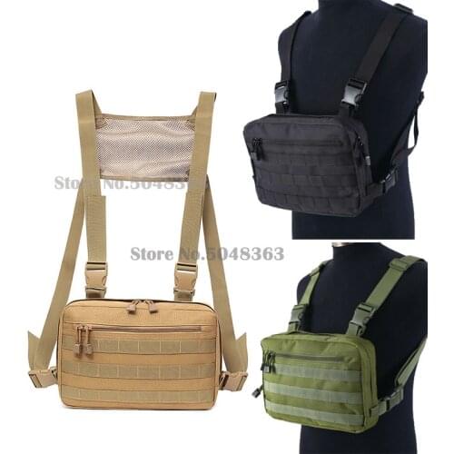 Tactical Chest Bag Hip Hop Streetwear Pouch Adjustable Molle Front Pack Vest Backpack Mesh Hunting Military Combat Pack Harness