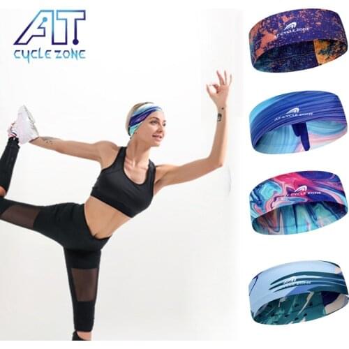 CYCLE ZONE Cycling Yoga Sport Sweat Headband Run Gym Anti-Slip Cross Bandage Headwear Hair Bands Bohemian Fashion Wide Headwrap