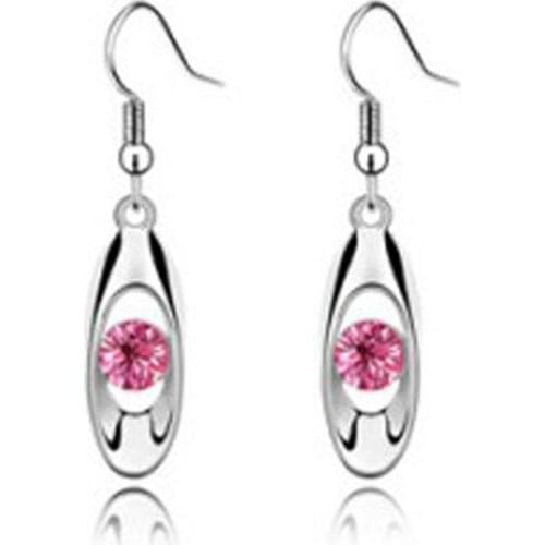 QiLeSen Fine jewelry 925 sterling silver suitable for ladies wedding earrings, I am a singer rose red color earrings YW123