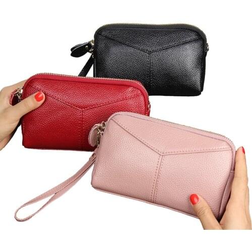 New Fashion Cow Leather Women Long Clutch Wallets Genuine Leather Lady Coin Purse Female Zipper Wallet Organizer Patchwork Solid