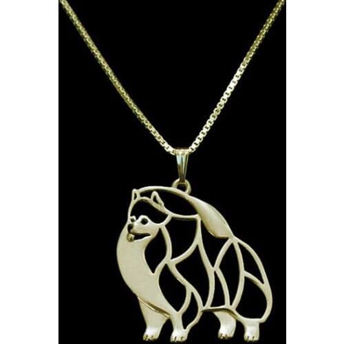 Gold & silver 1pcs Pomeranian Necklace Cut Out Dainty Pendant Puppy Dog Lover Memorial Pet Necklaces Pendants Women Charms