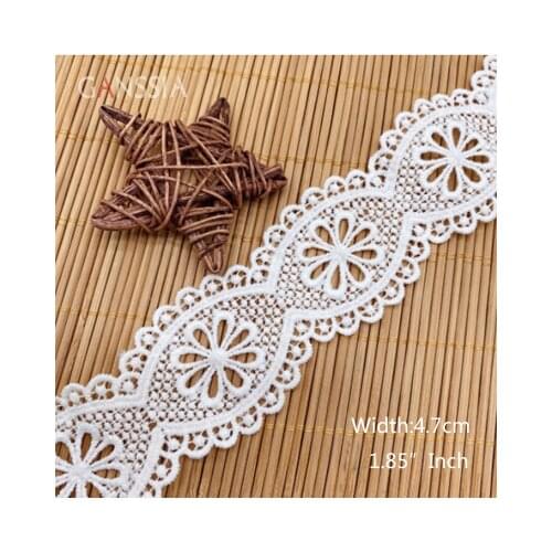 1YARD Width:4.7cm Flower Embroidered LaceTrim Ivory White for Ribbon/ Skirt Intimate Accessories Decoration(SS-2313)