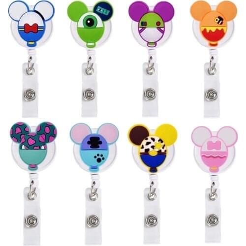 10pcs/lot Creative new arrival Badge Reel women mens Cartoon Animal Retractable Brooches Keychains Office ID name Card Holders