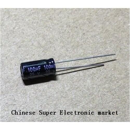 100PCS 25V100UF 6*12mm 100UF 25V 6*12 Electrolytic capacitor