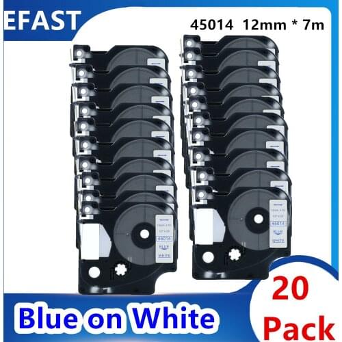 20 Pack 12mm 45014 Blue on white compatible dymo D1 12mm label printer 45014 laminated label tapes for LM 160 280 label maker