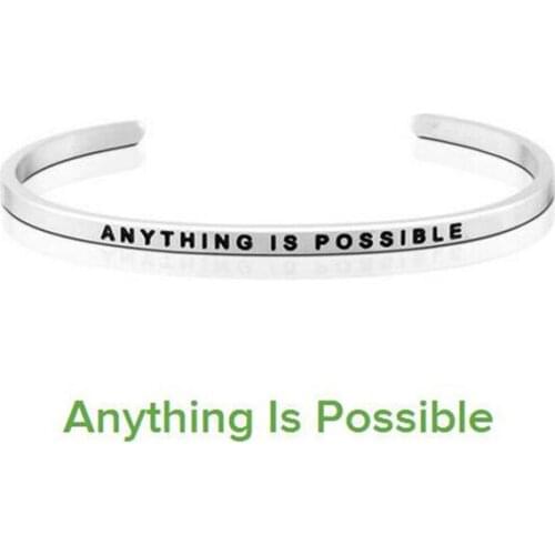 2021 Fashion 316L Stainless Steel Bracelet Journey Inspirational Positive Quote Cuff Mantra Bangles for Friends Family