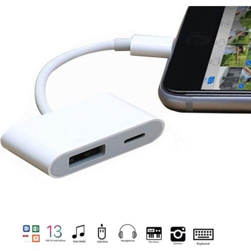 Lightning to USB Camera Adapter, Upgraded OTG Cable with Charging Port , Compatible with iPhone/iPad, for USB Devices
